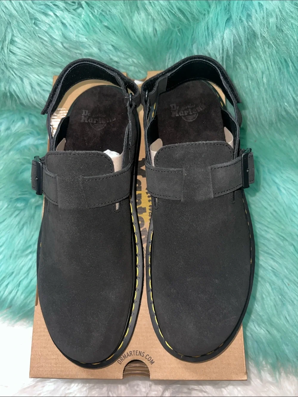 NIB Dr. Martens Black Suede Jorge II Slip-On Loafers with Buckle US 13